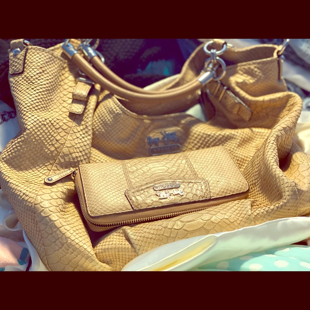 COACH large slouchy shoulder bag and wallet set